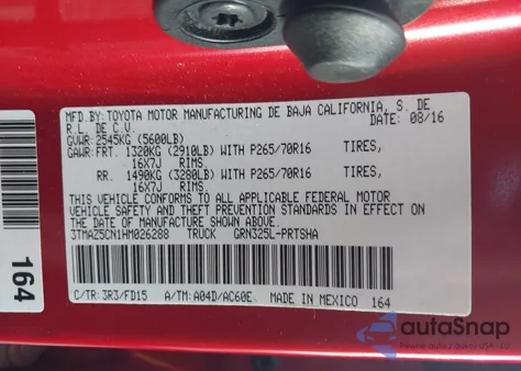 2017 Toyota Tacoma Trd Off Road from USA, damaged, VIN 3TMAZ5CN1HM026288